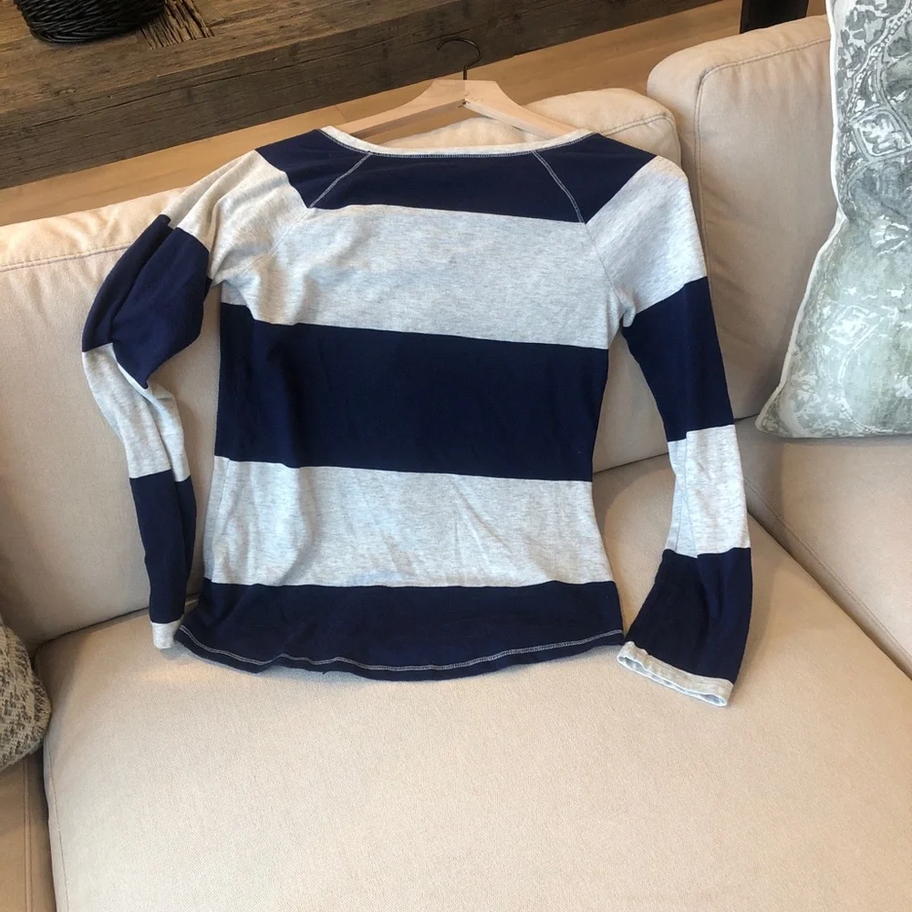 Justice Navy and Gray Buttoned Top